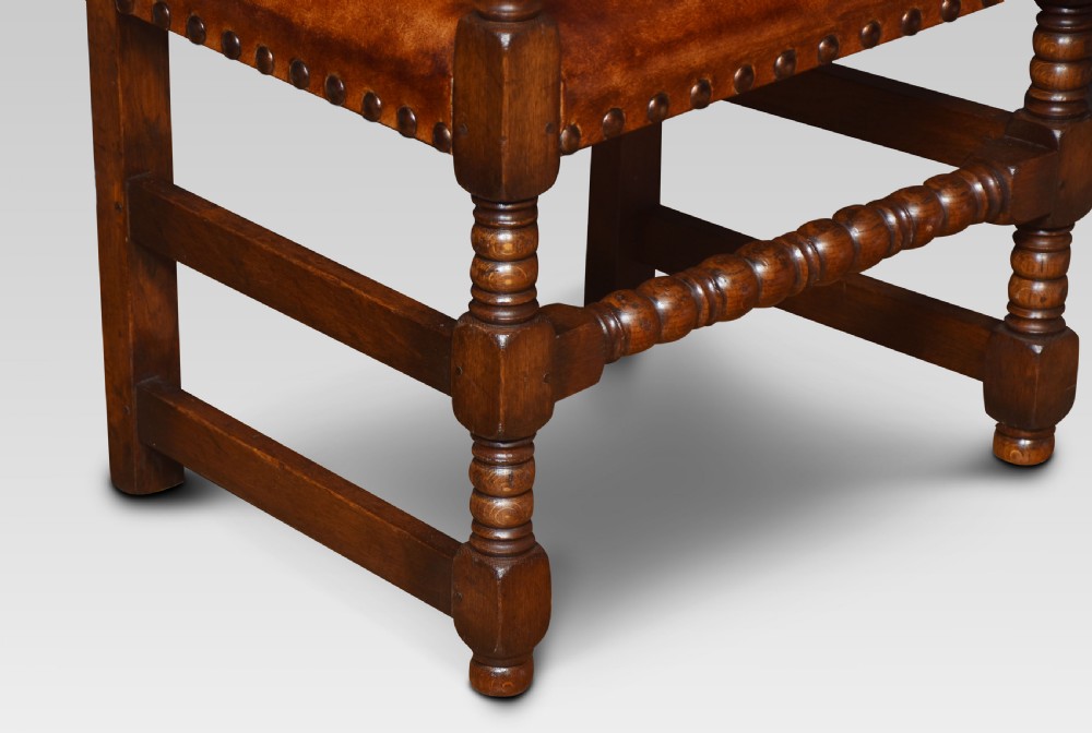 Set of ten substantial oak dining chairs View III