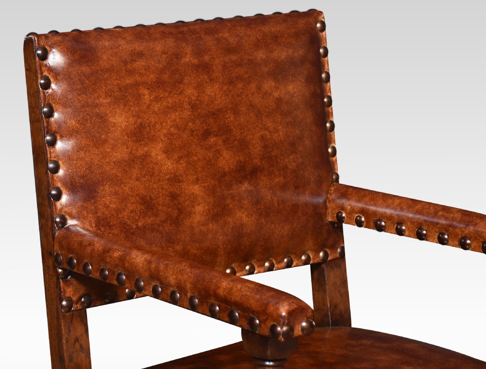 Set of ten substantial oak dining chairs View IV