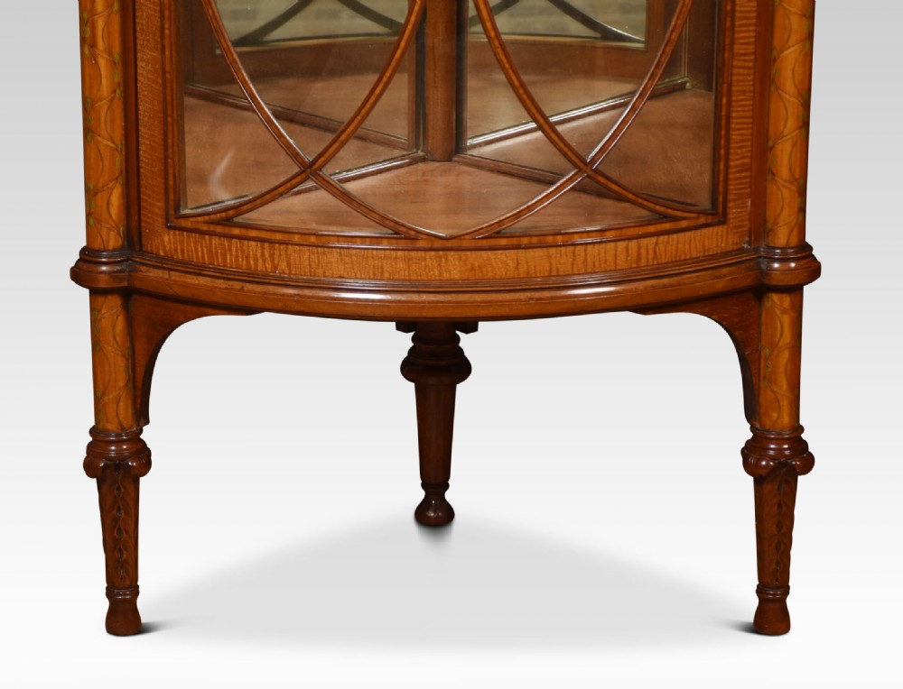 Sheraton Revival Painted Satinwood Corner Display Cabinet View III