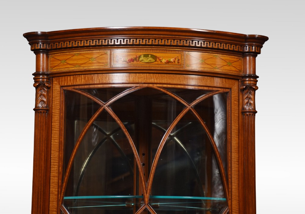 Sheraton Revival Painted Satinwood Corner Display Cabinet View IV