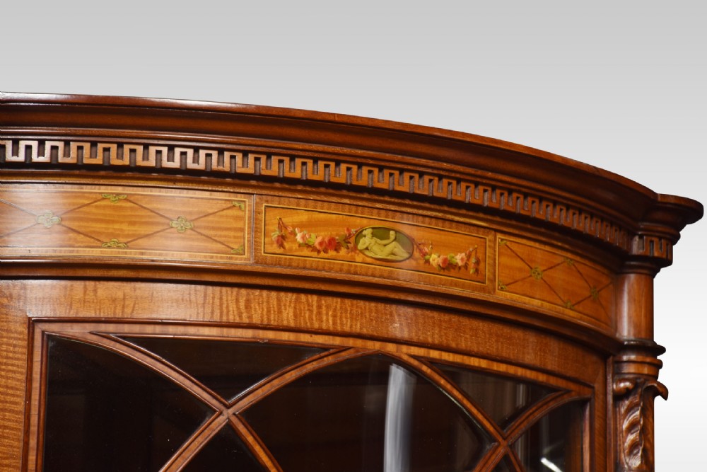 Sheraton Revival Painted Satinwood Corner Display Cabinet View VIII