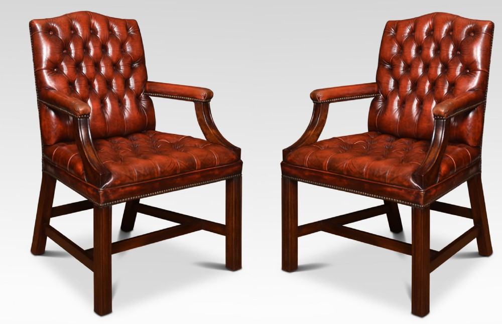 Georgian Style Leather Gainsborough Library Chairs View IV