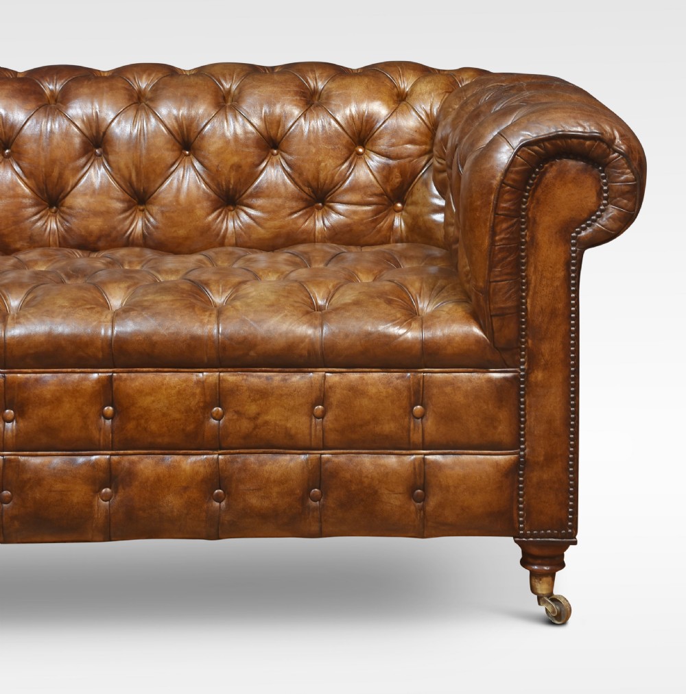 Brown leather chesterfield View II