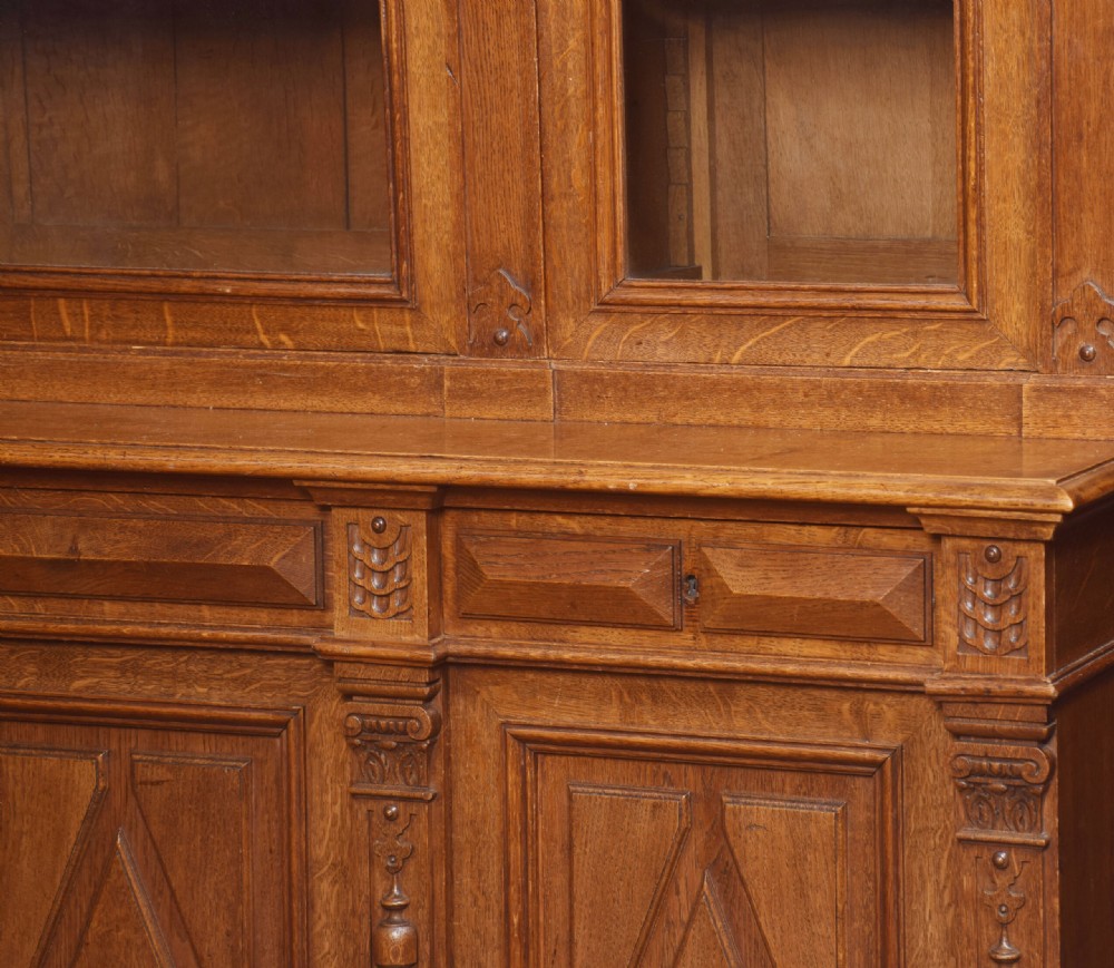 Substantial 19th century carved oak bookcase View VII