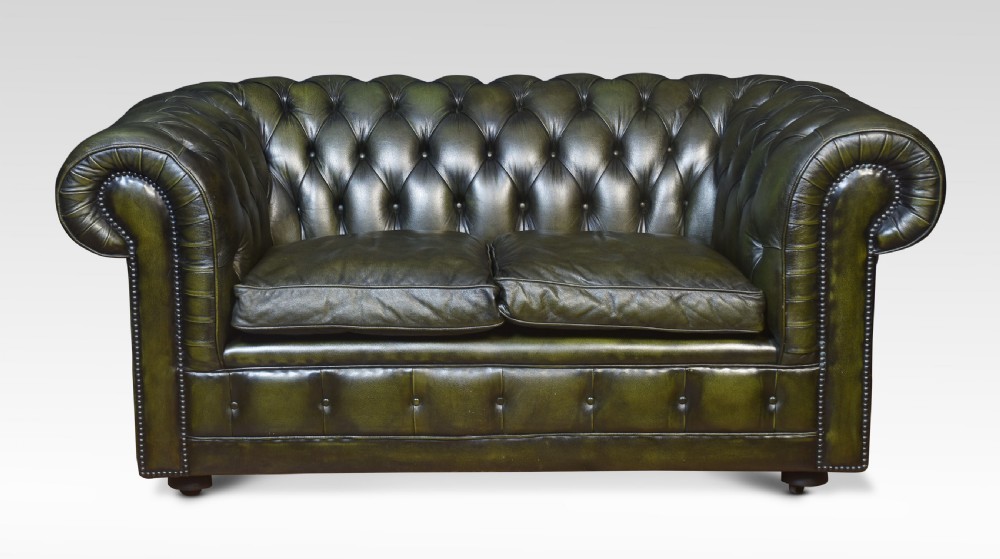 Green leather chesterfield