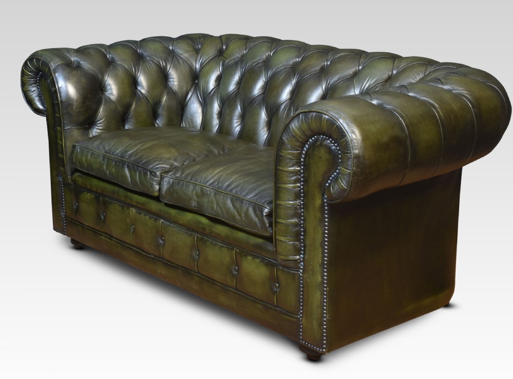 Green leather chesterfield View III