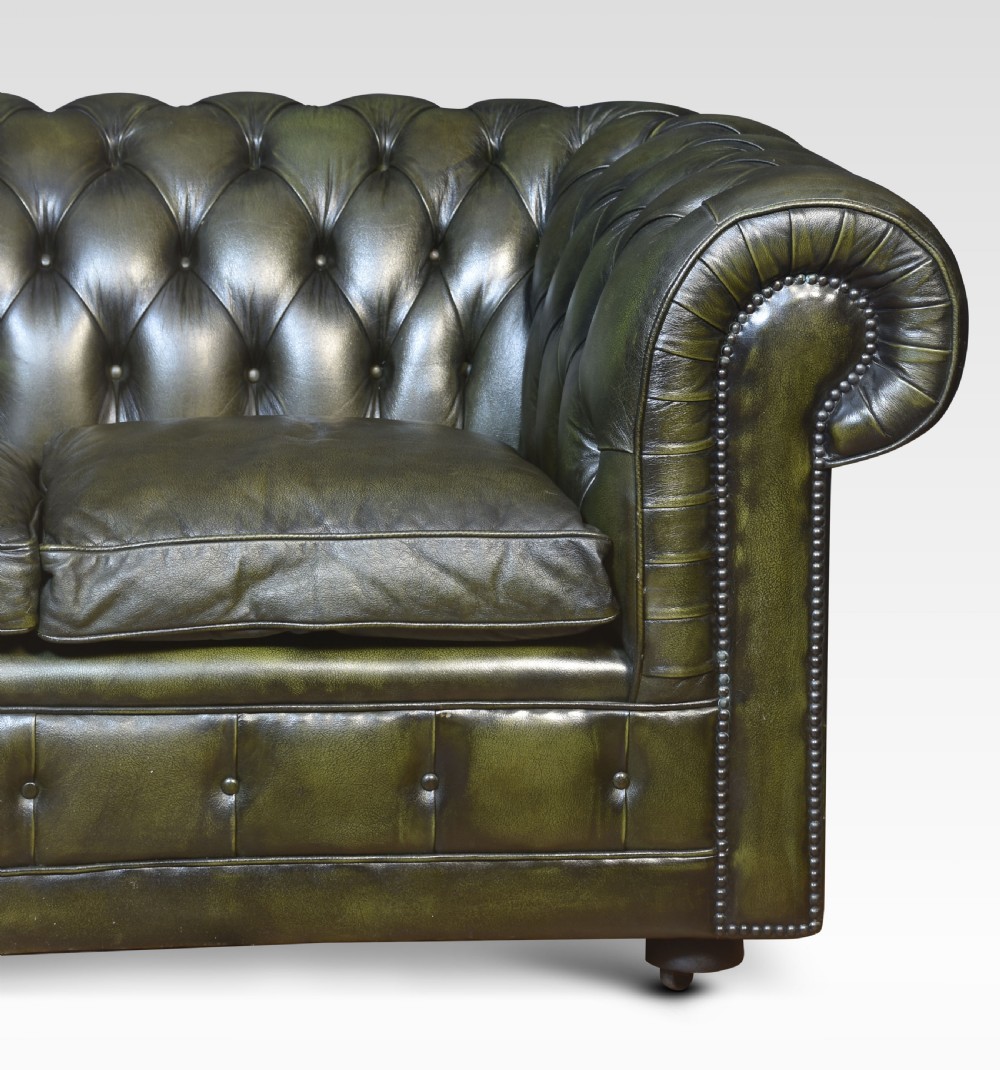 Green leather chesterfield View V