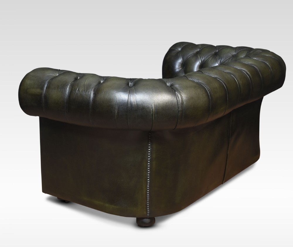 Green leather chesterfield View VI