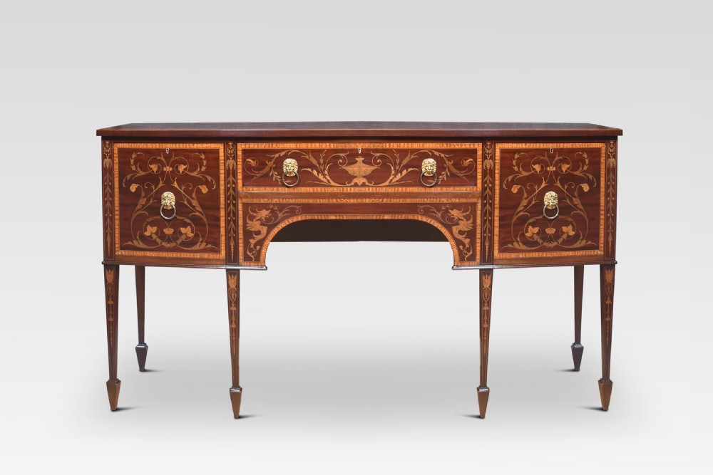 Mahogany inlaid bow-fronted sideboard