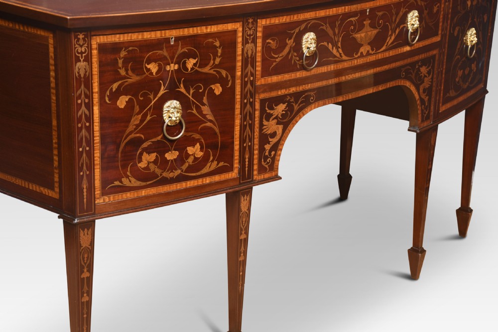 Mahogany inlaid bow-fronted sideboard View V