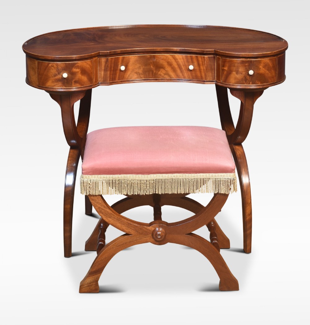 Mahogany kidney shaped lady’s dressing table and stool View II