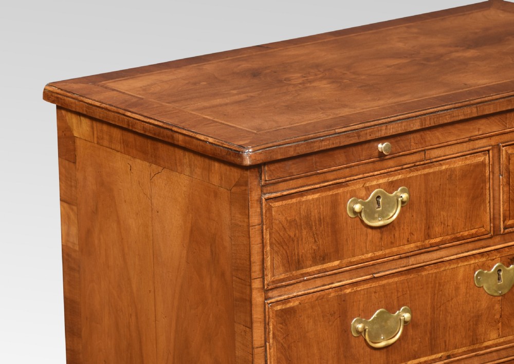 Pair of bachelor’s figured walnut and feather banded chests View V