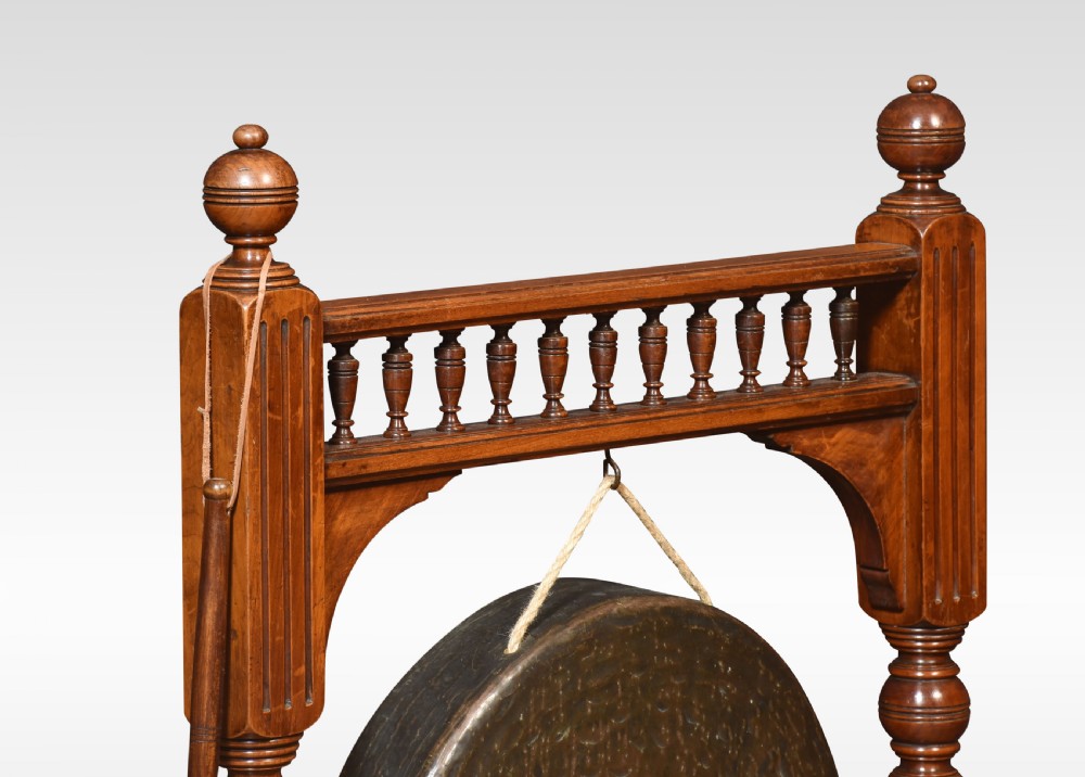 Early 20th century walnut framed dinner gong View II