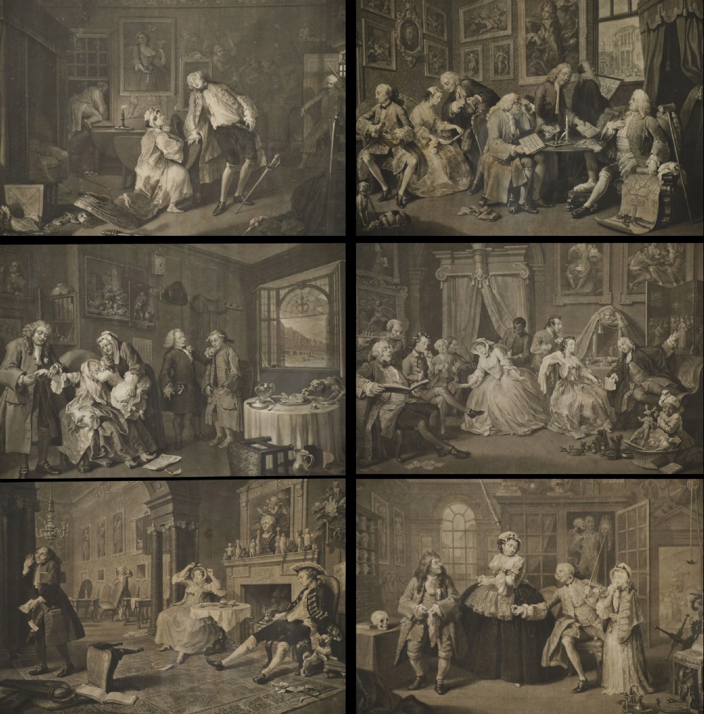 Set of six William Hogarth engravings