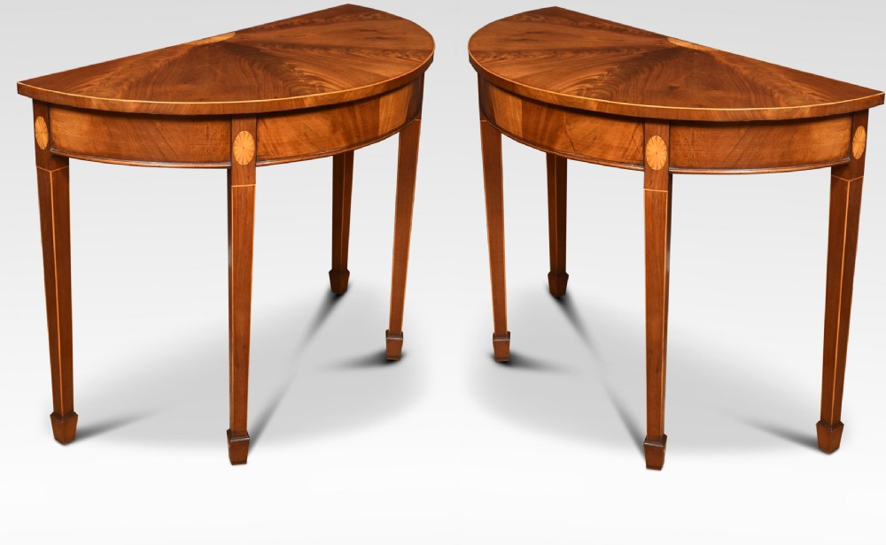 Pair of inlaid hall tables