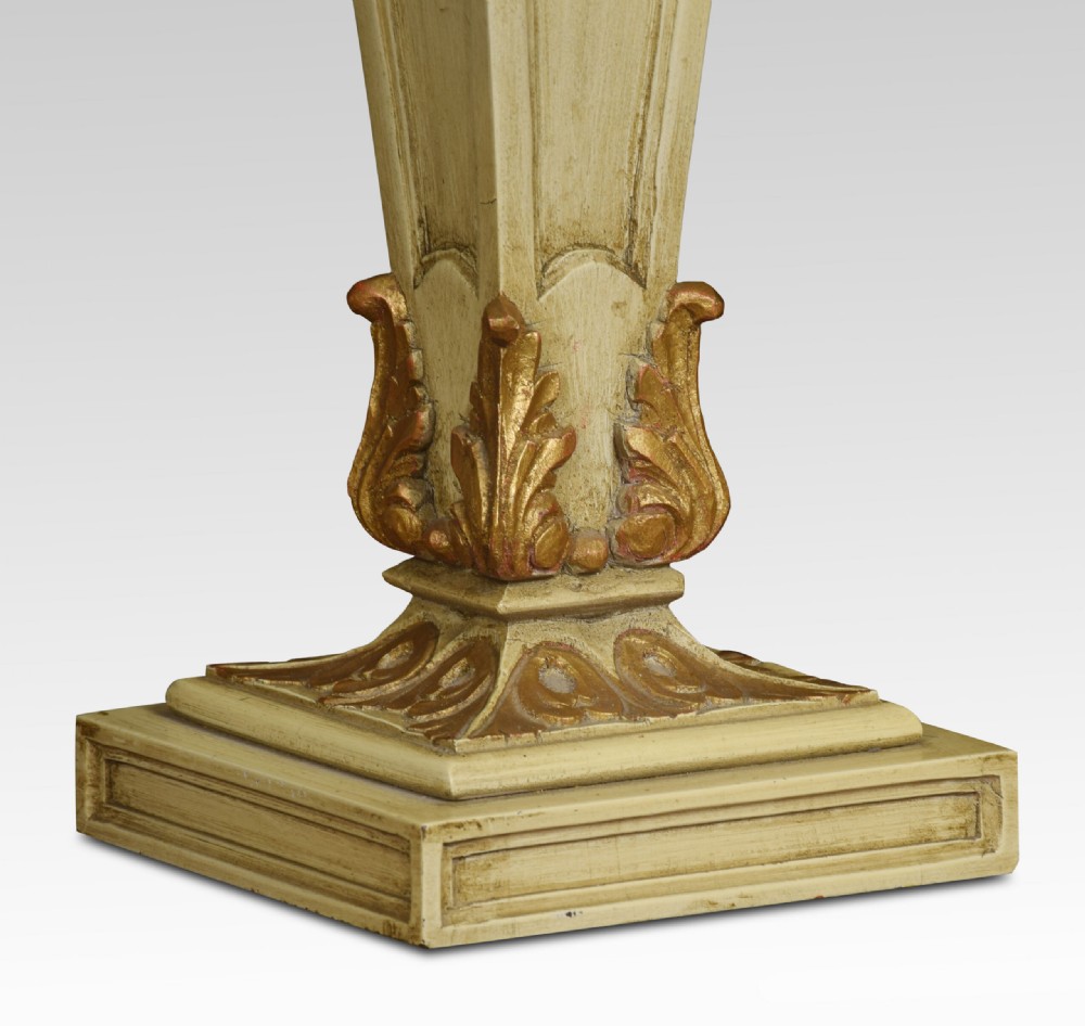 Pair of carved painted table lamps View III