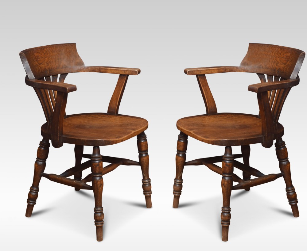 Pair Of Oak Office Desk Chairs