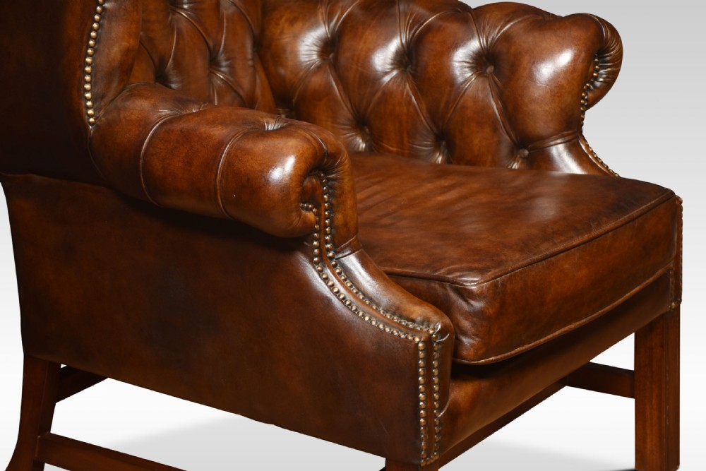 Mahogany Framed Wing Armchair View IV