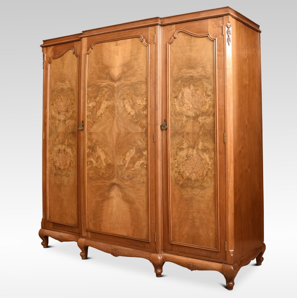 Walnut Three Door Compactum Wardrobe
