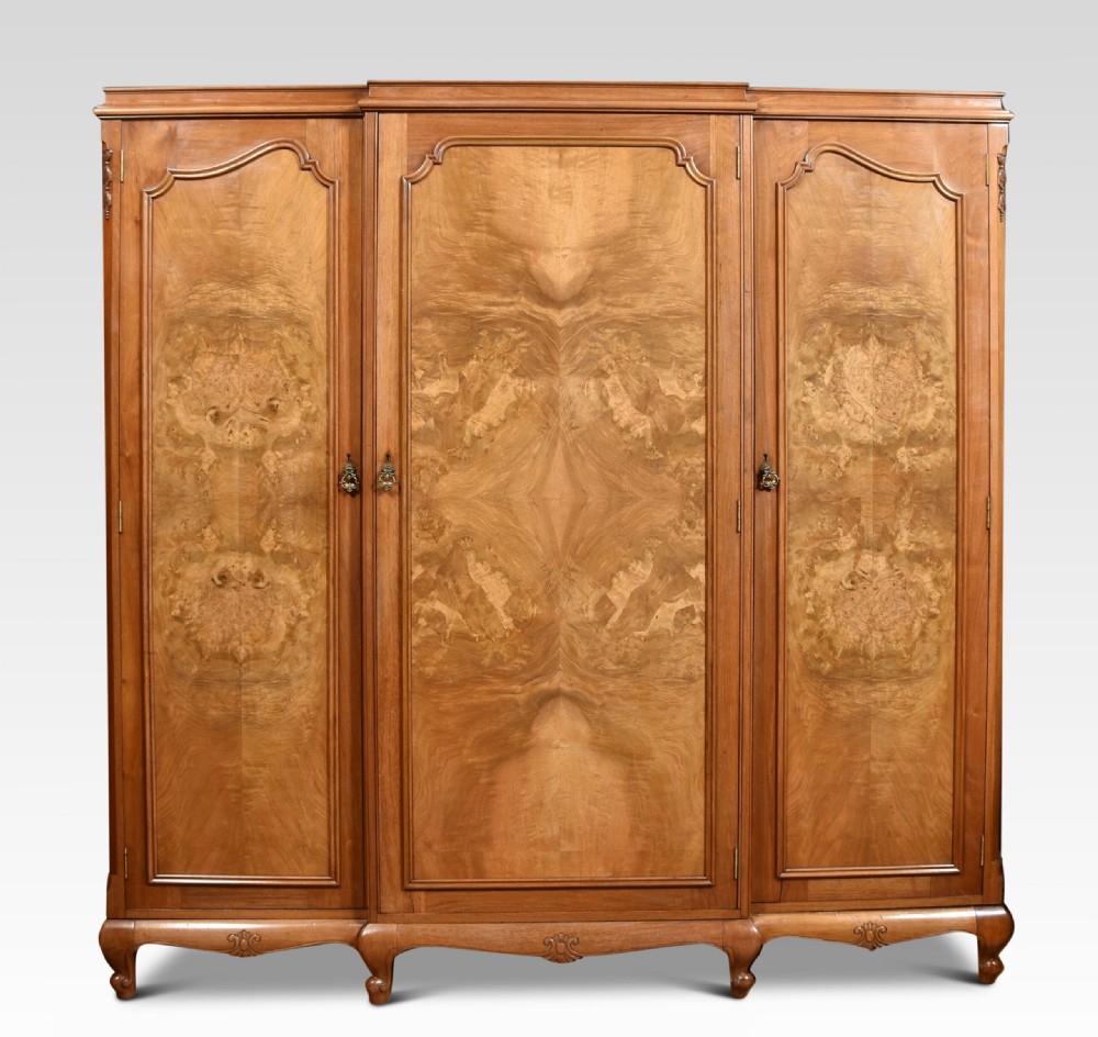 Walnut Three Door Compactum Wardrobe View II