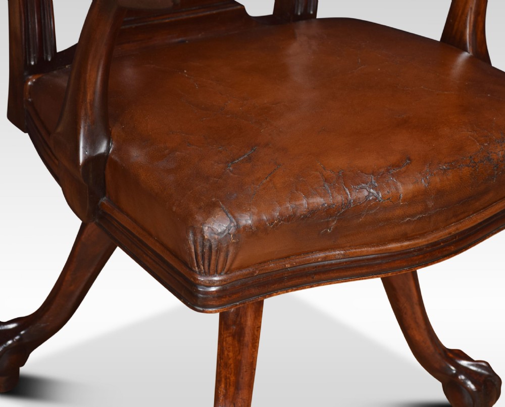 Chippendale Mahogany Revolving Desk Chair View VIII