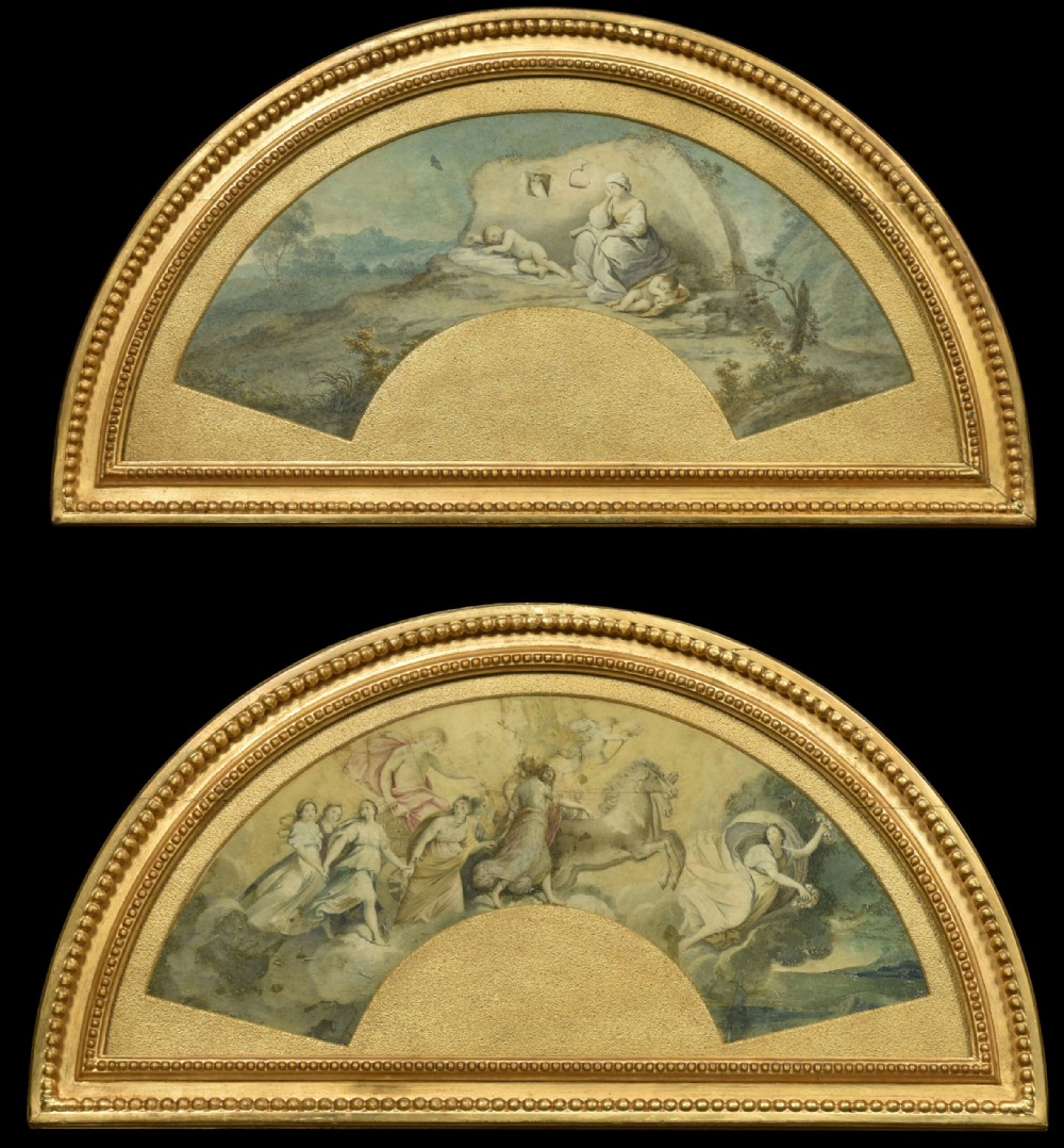 Pair Of Late 18th Century Painted Fan Leaves