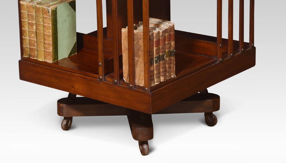 Walnut three tier revolving bookcase View IV