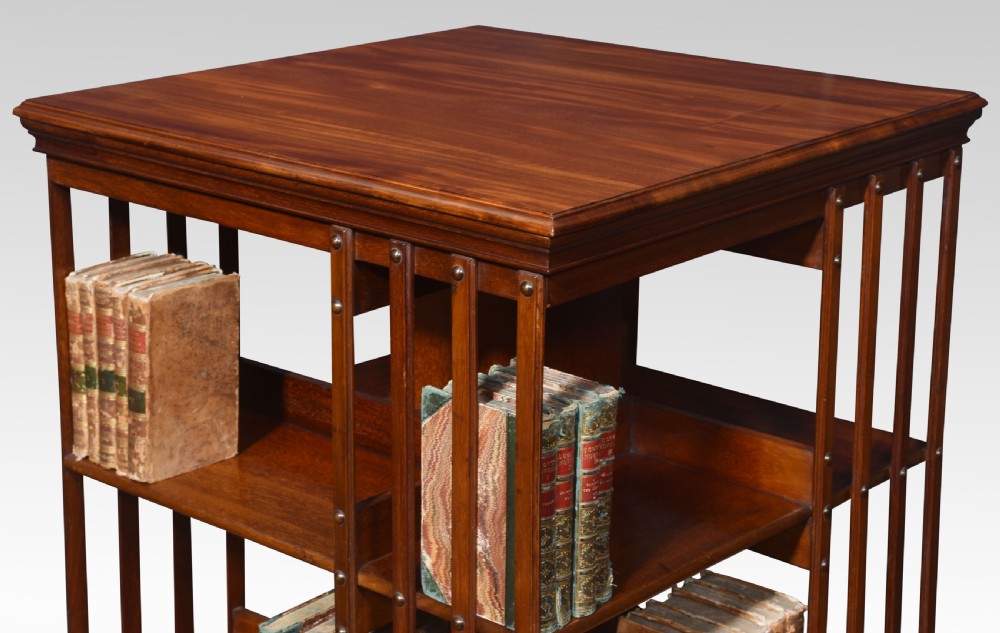Walnut three tier revolving bookcase View V