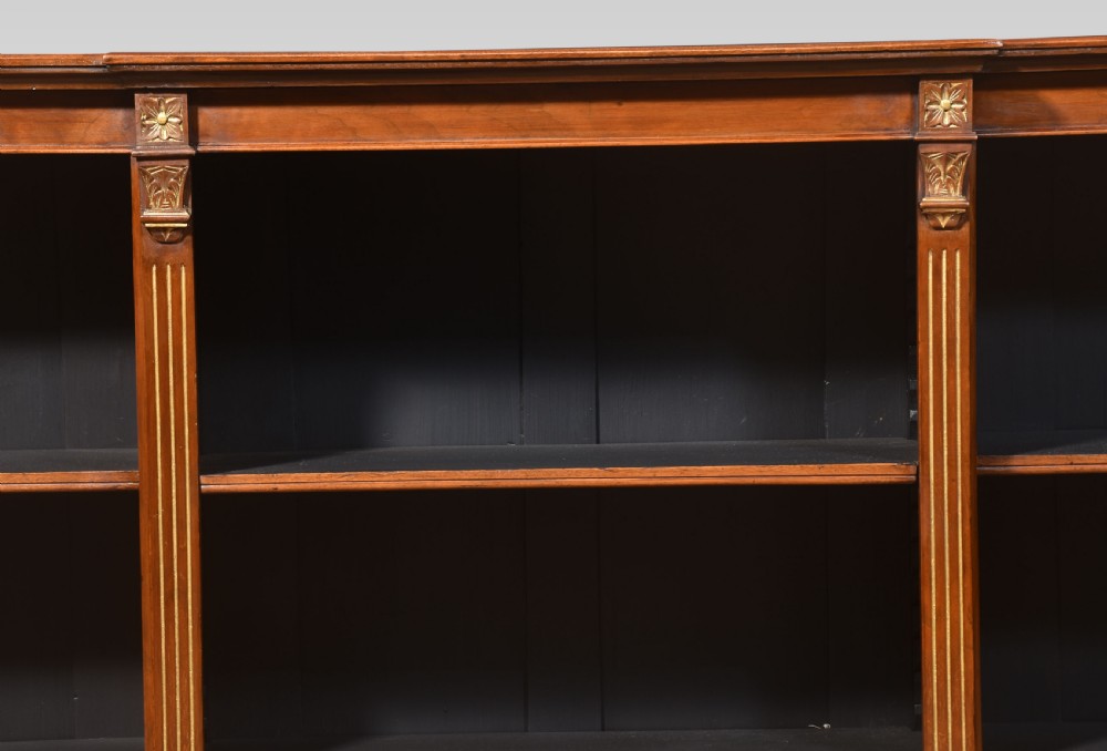 Walnut breakfront open bookcase View III