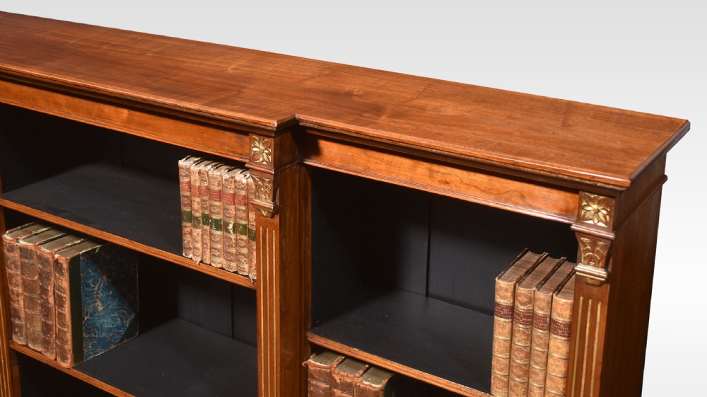Walnut breakfront open bookcase View IV