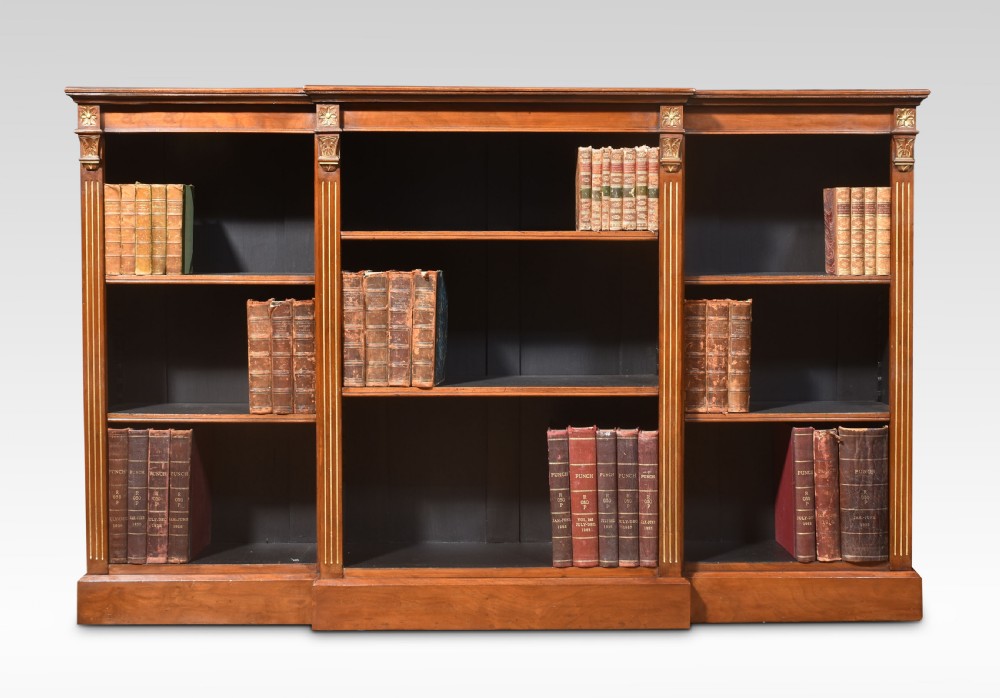 Walnut breakfront open bookcase View VI