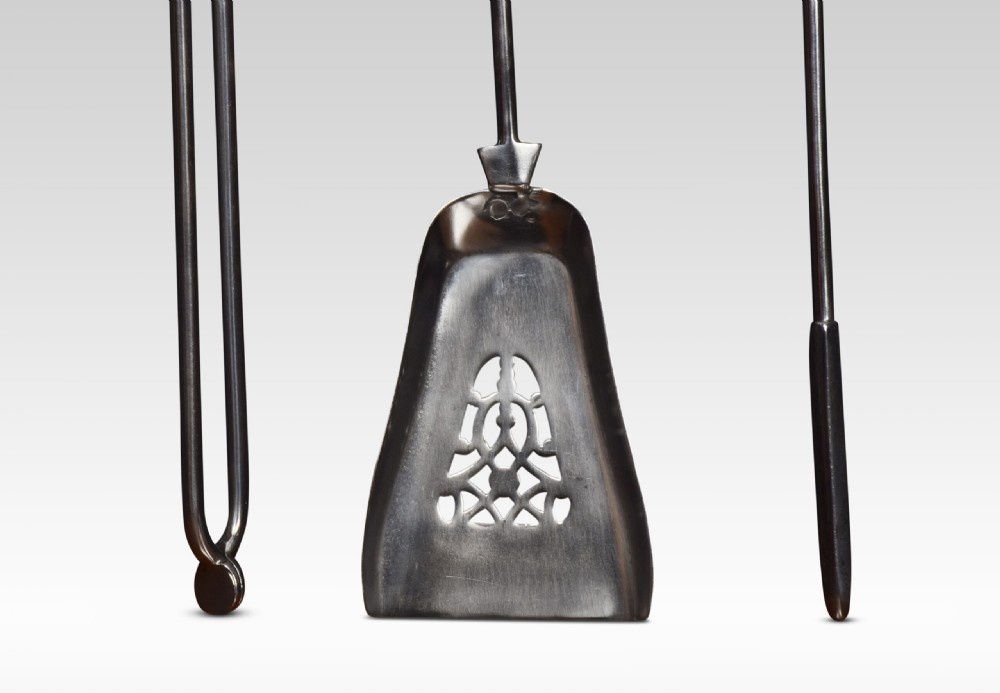 Polished Steel And Brass Fire Tools View II