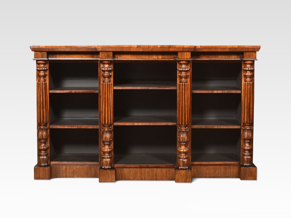 Rosewood Breakfront Open Bookcase View IV