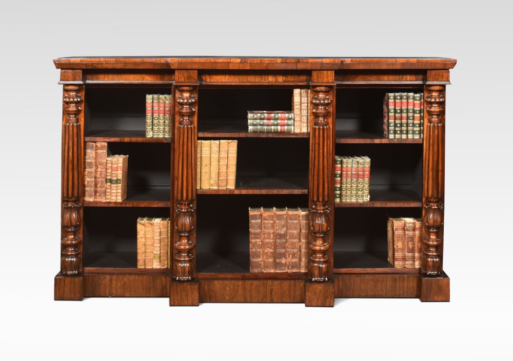 Rosewood Breakfront Open Bookcase View VI