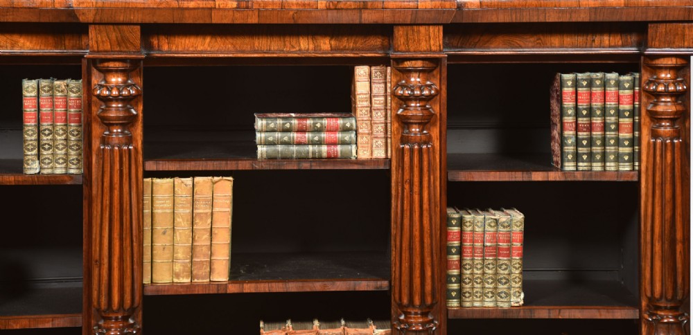 Rosewood Breakfront Open Bookcase View VIII