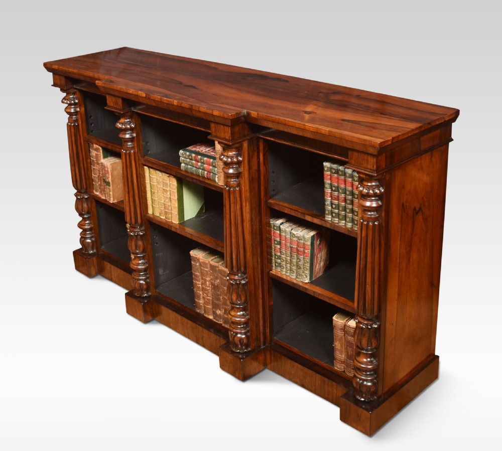 Rosewood Breakfront Open Bookcase View IX