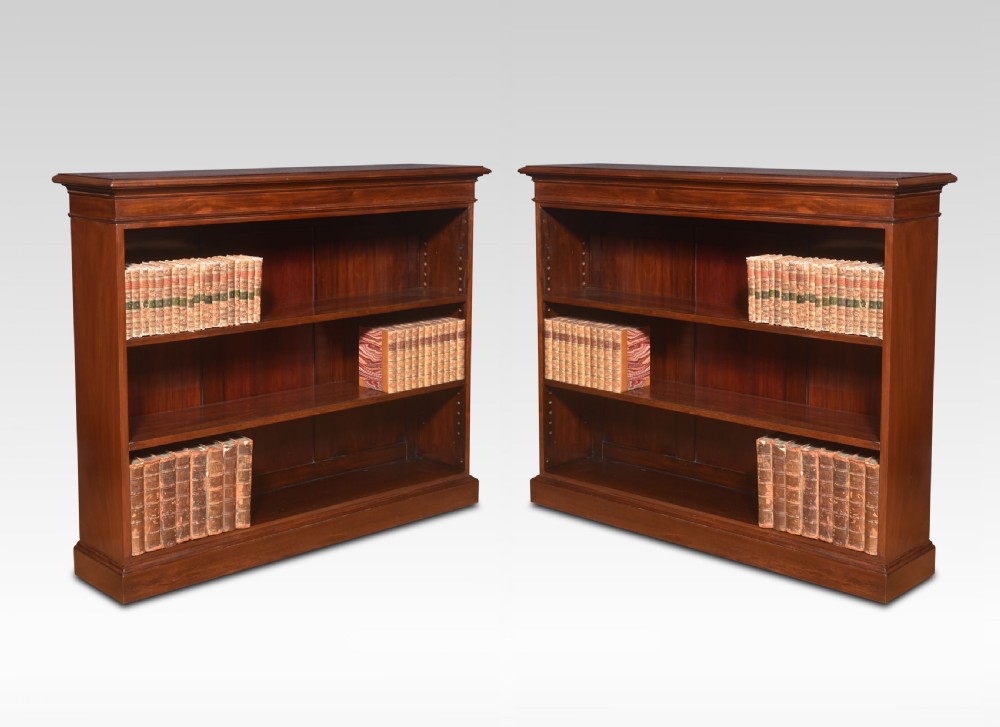 Pair of mahogany open bookcases