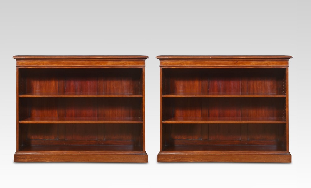 Pair of mahogany open bookcases View III