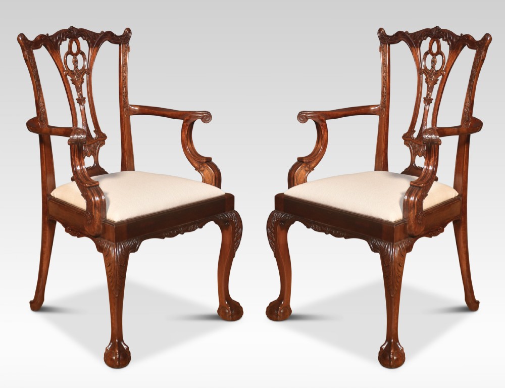 set of twelve mahogany dining chairs in Chippendale style View II