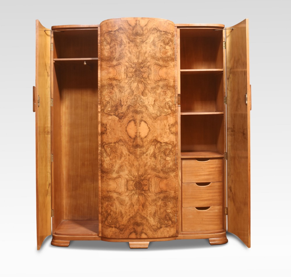 Walnut three door compactum wardrobe View II