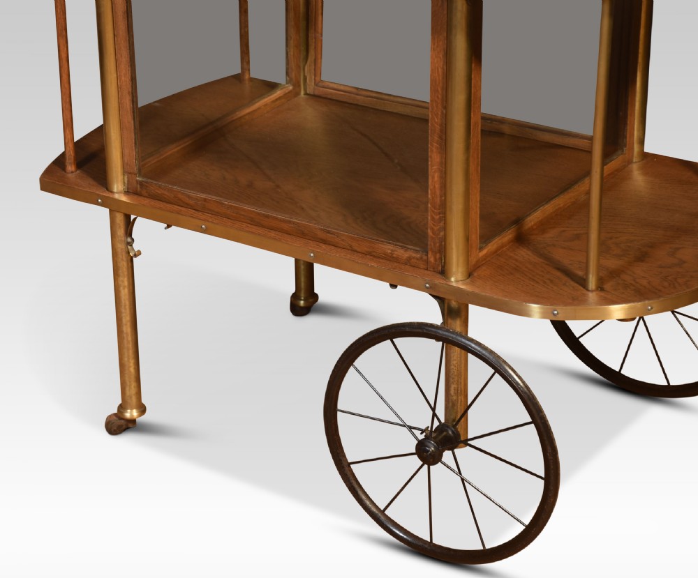 Brass and oak drinks trolly View II