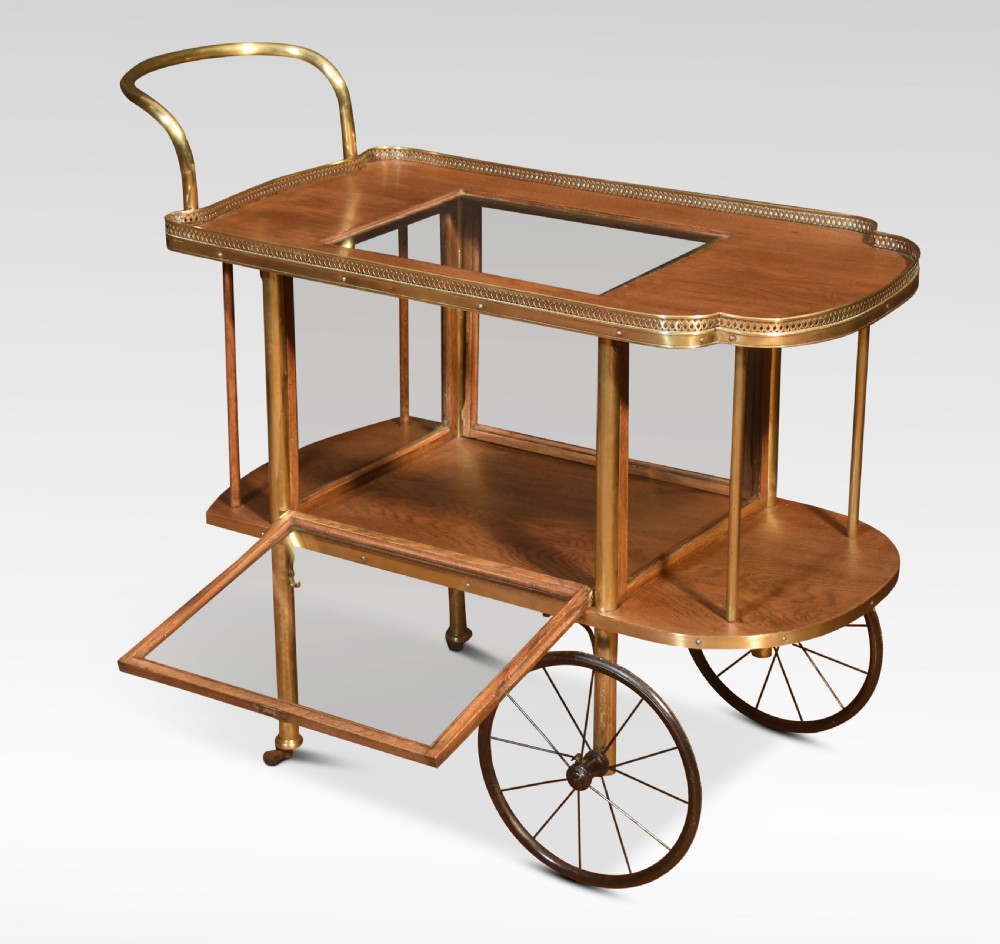 Brass and oak drinks trolly View III