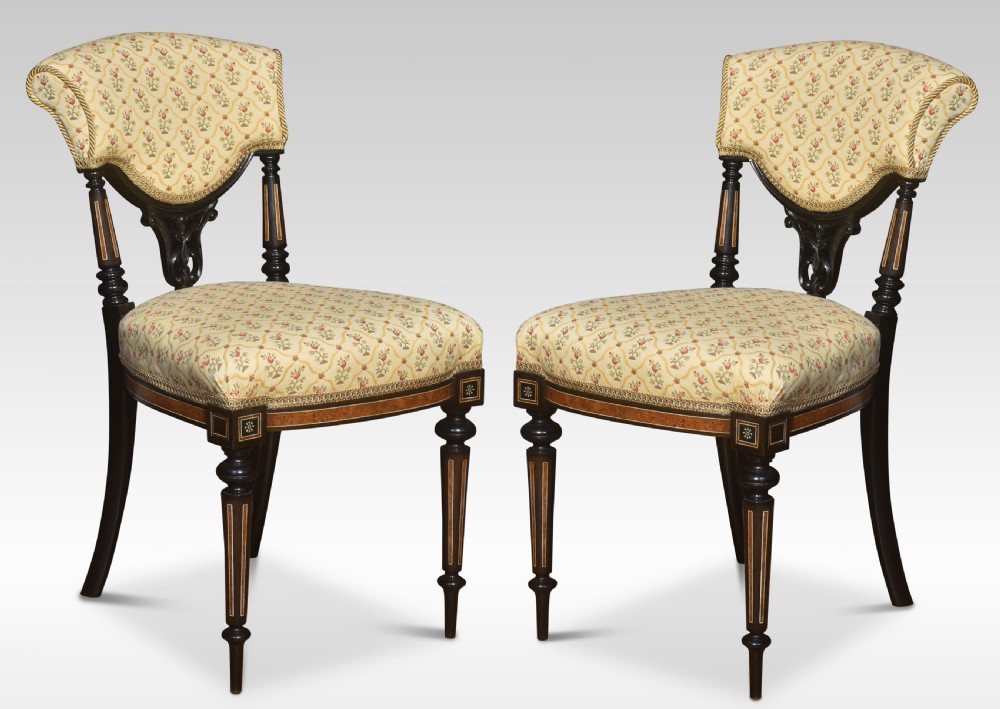 Set of four ebony and amboyna side chairs View II