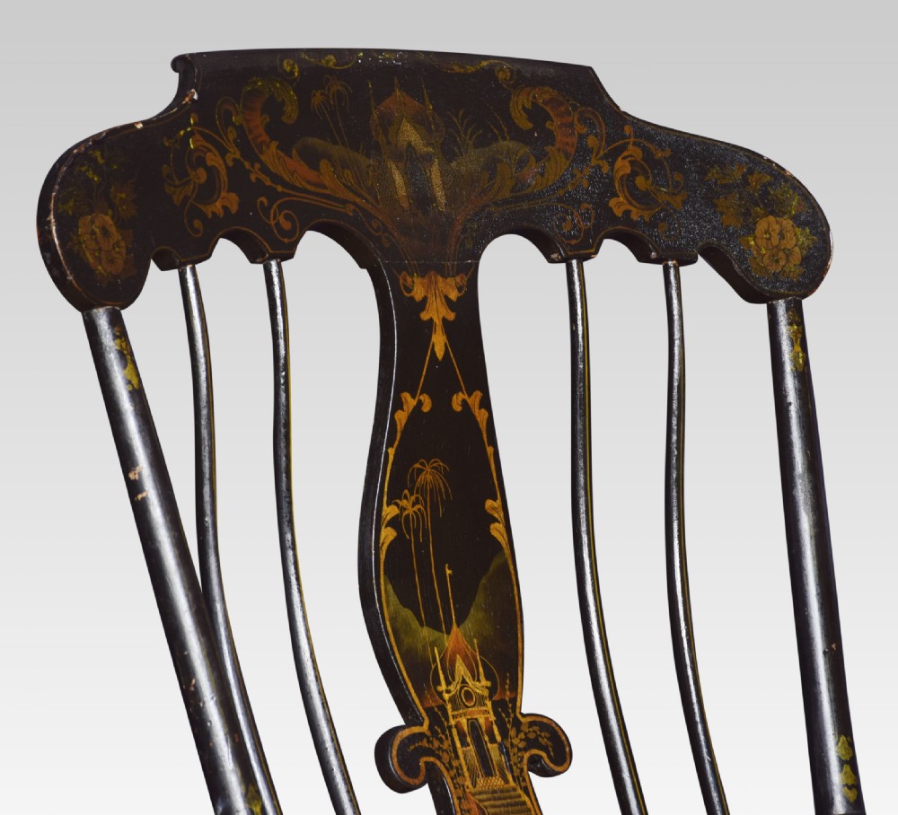 19th Century Ebonised And Gilt Painted Rocking Chair View II