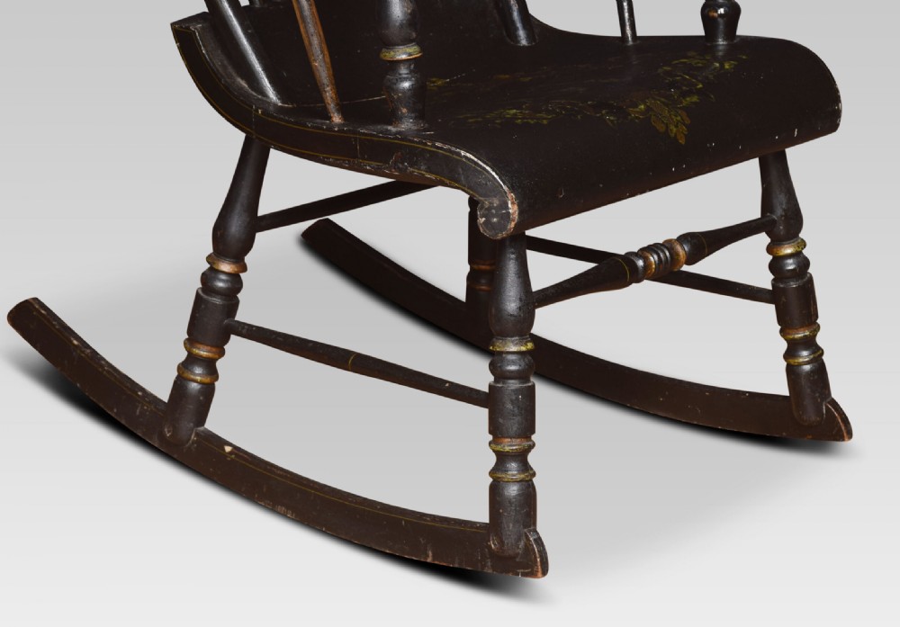 19th Century Ebonised And Gilt Painted Rocking Chair View V