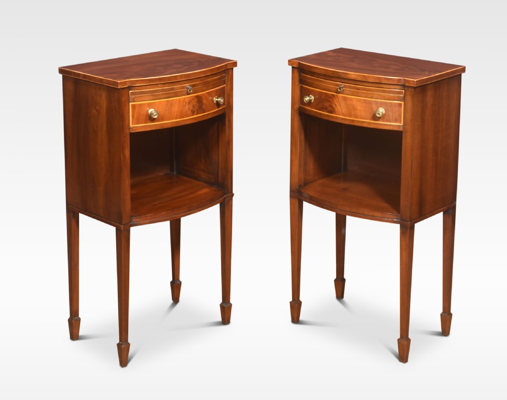 Pair of string inlaid bedside table