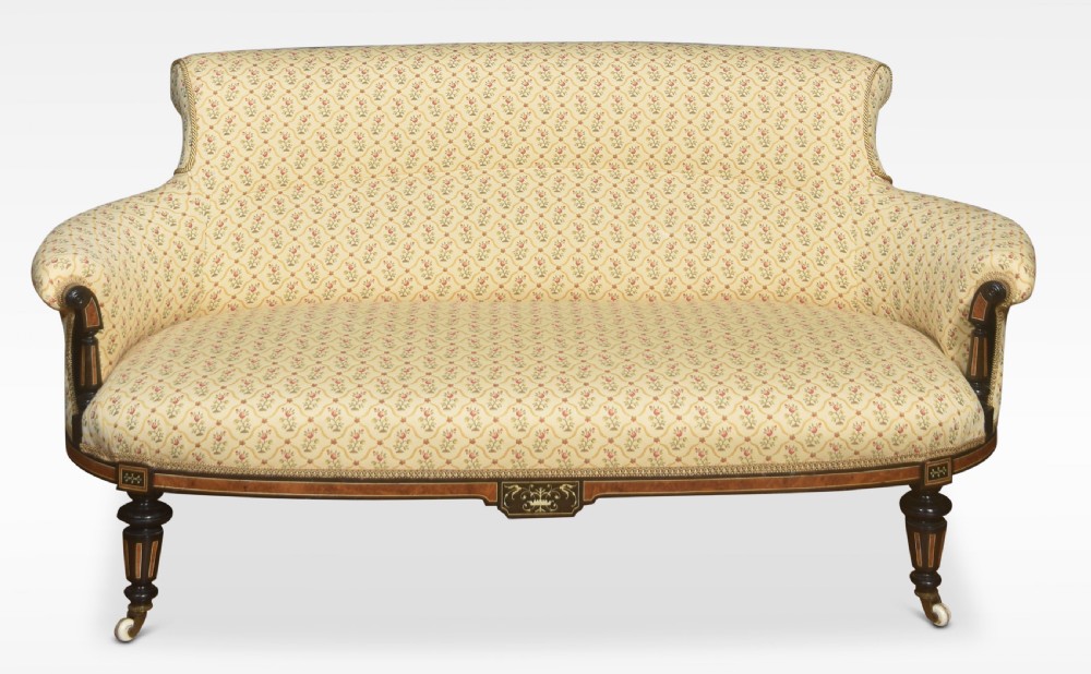 Walnut and ebony framed two seater settee View II