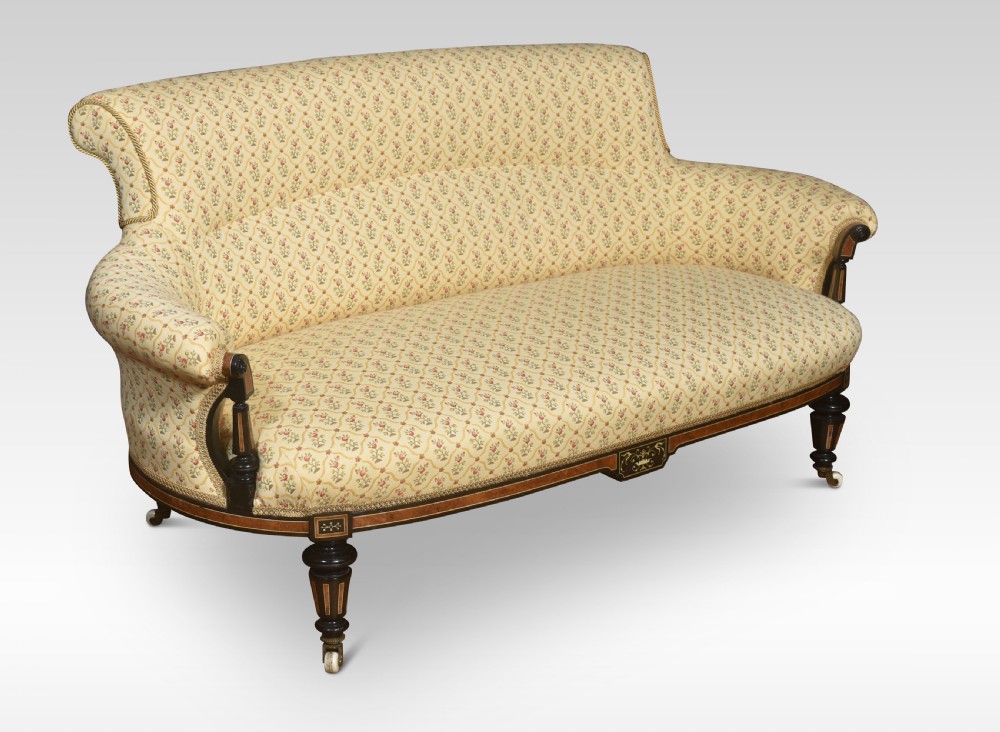 Walnut and ebony framed two seater settee View IV