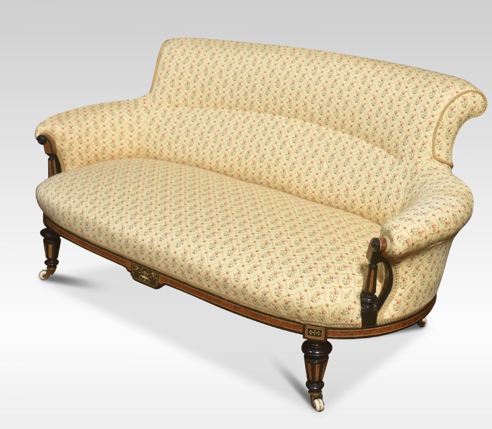 Walnut and ebony framed two seater settee View VI