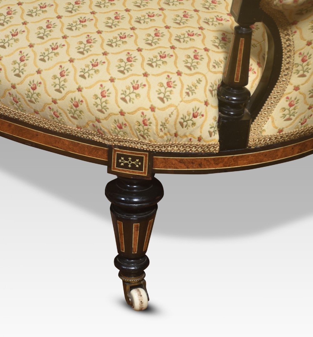 Walnut and ebony framed two seater settee View VII